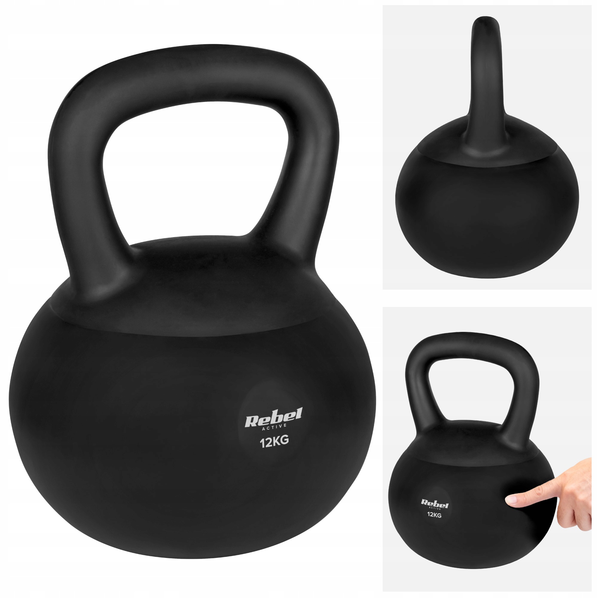 Soft Kettlebell 12 kg Rebel miękkie Pcv bezpieczne ciche hantel do fitness