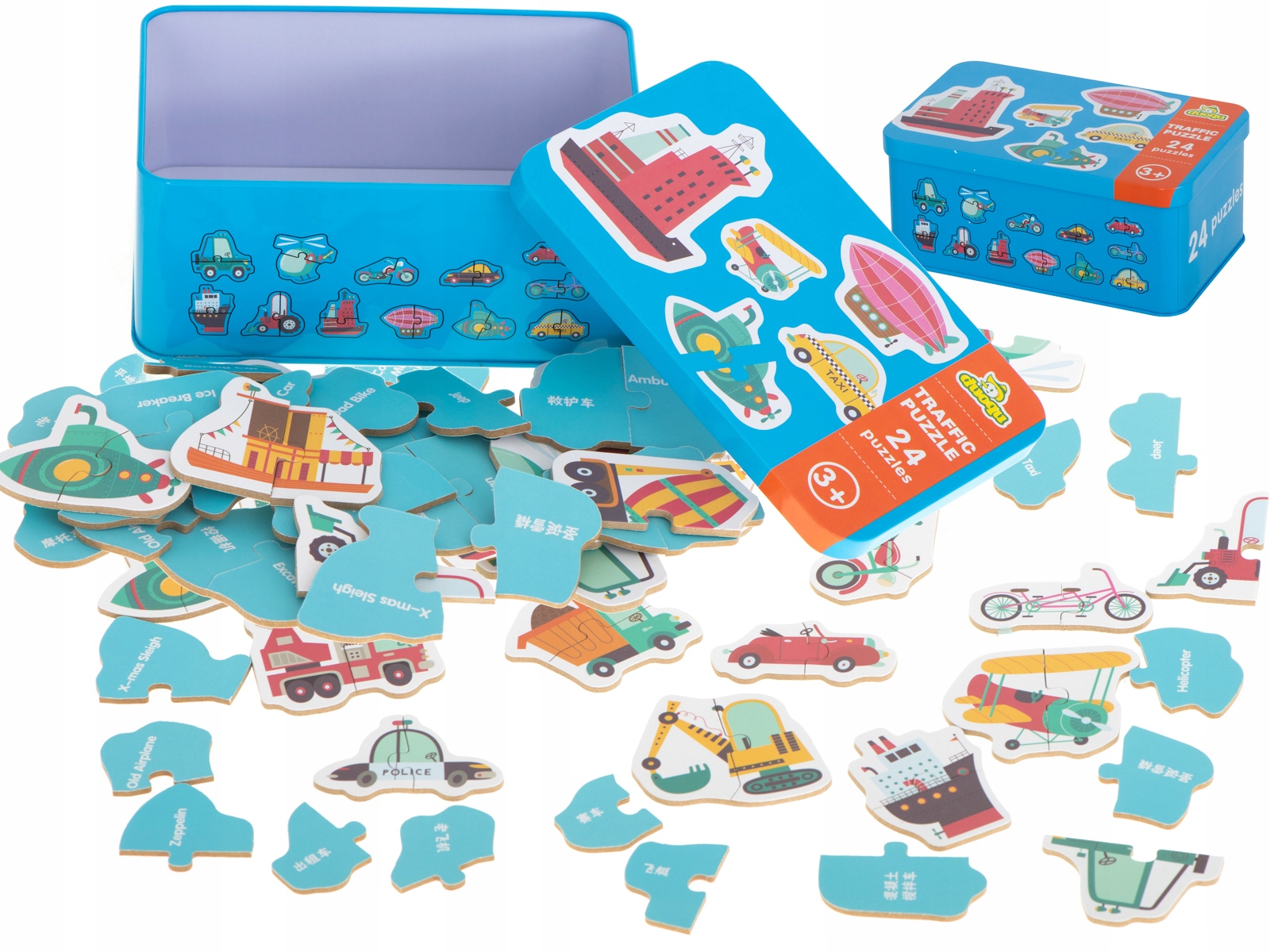 

Puzzle w puszce pojazdy układanka klocki 24 puzzle