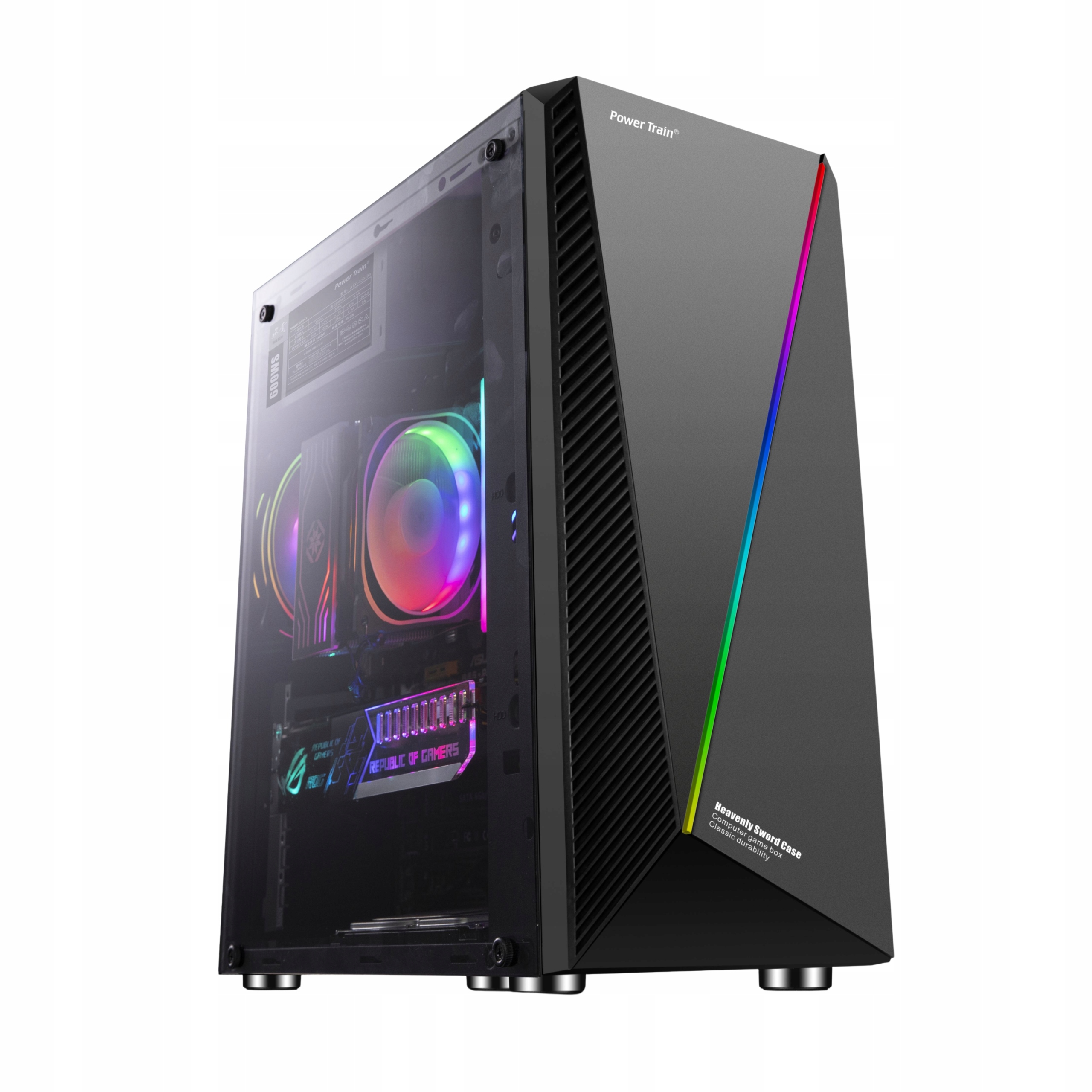 Počítačová Skříň Gaming, Tower, 1x ventilátor 120 mm aRGB Led, sklo