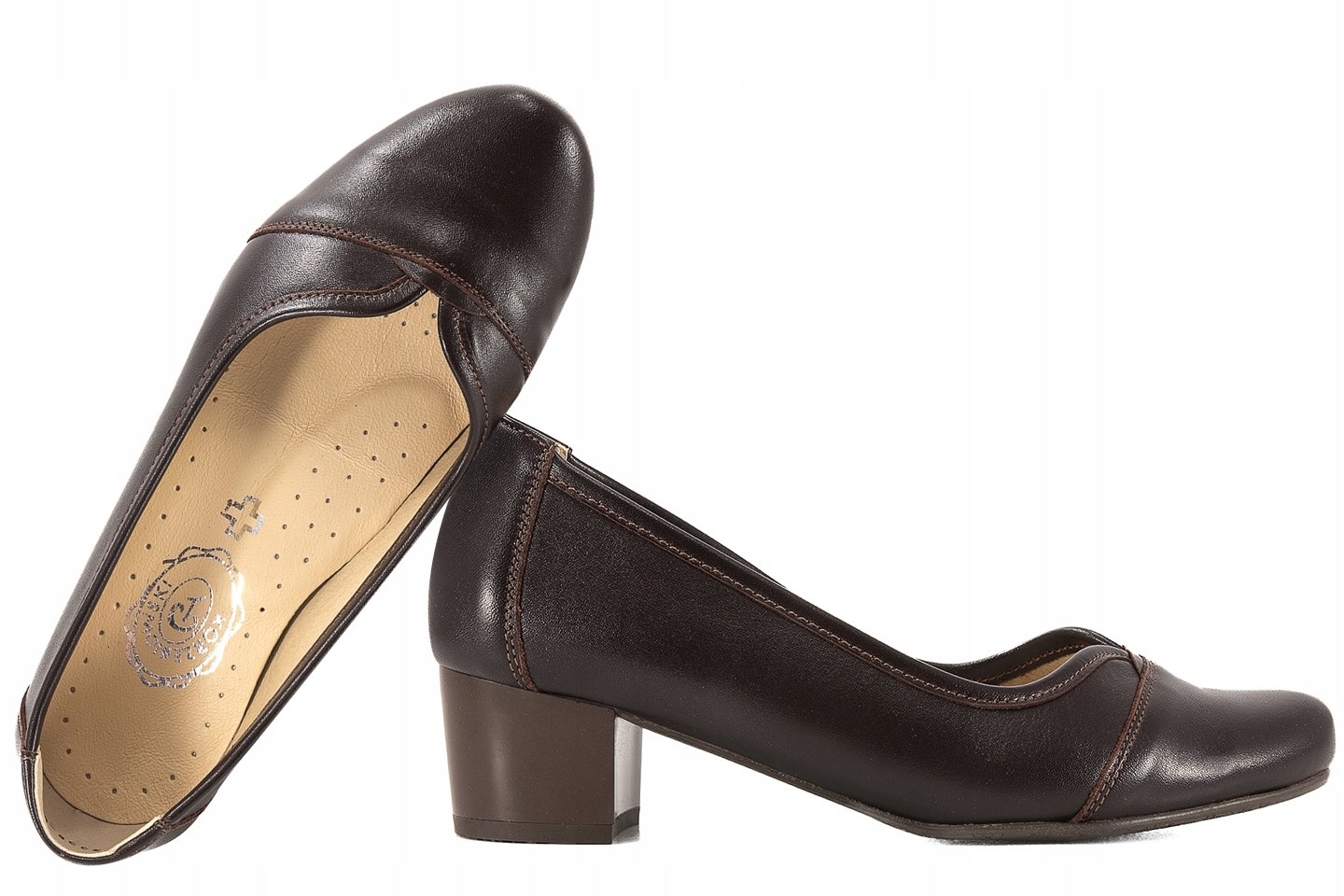 Korzeniowski 2338 Kožené Dámské Polobotky Na Podpatku, velikost 42, barva hnědá