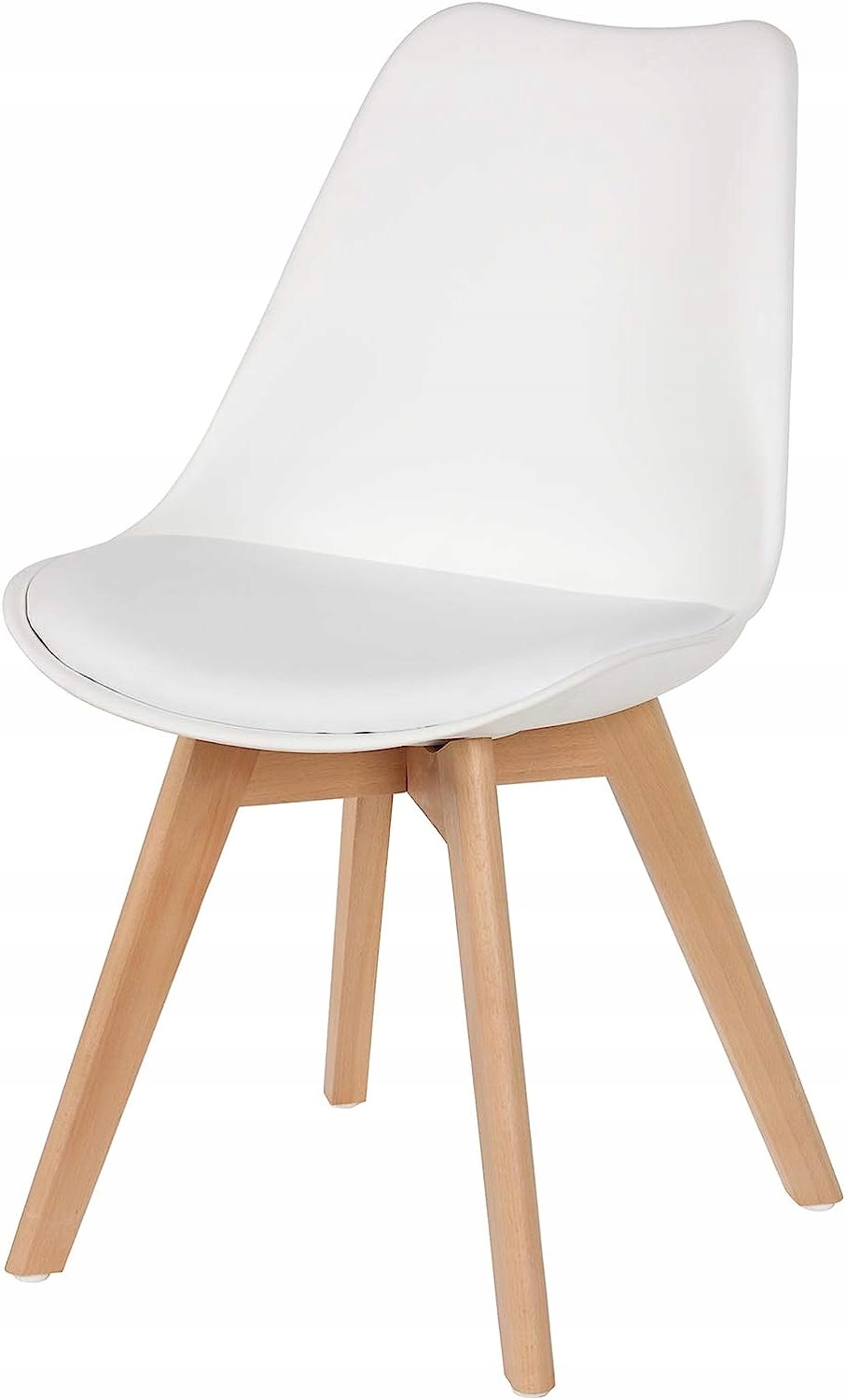 KRZESŁO Z PODUSZKĄ BIAŁE DSW DO JADALNI BIURA SALONU STYL SKANDYNAWSKI