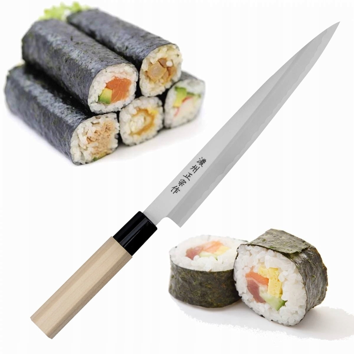 Satake Yoshimitsu Japonský hrdzavý ostrý kuchynský nôž Yanagi-Sashimi 21 cm
