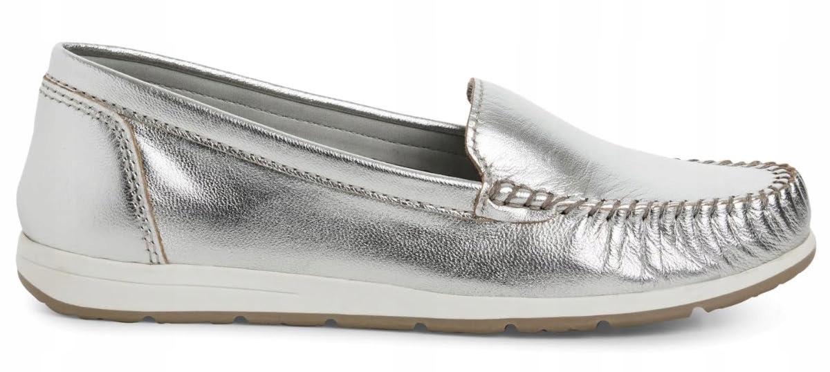 Marco Tozzi stříbrné dámské pohodlné kožené sportovní mokasíny 39