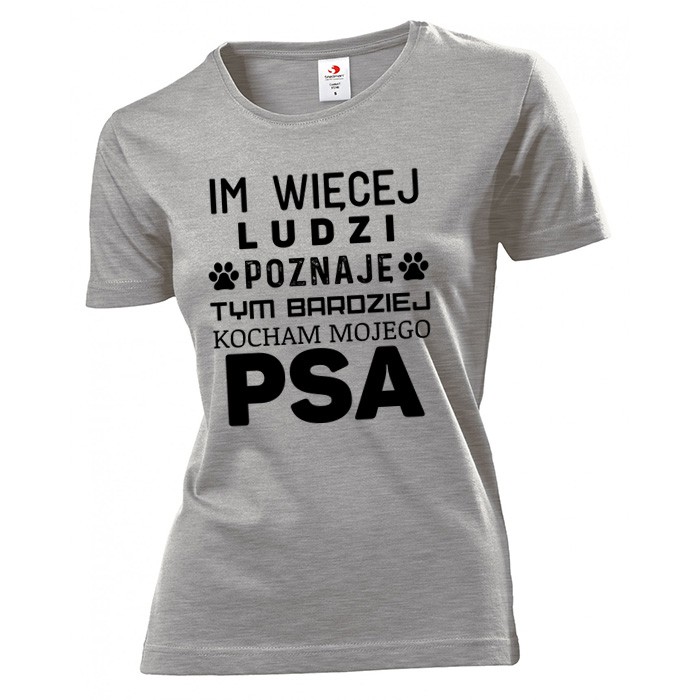 

Koszulka damska Im więcej ludzi poznaję XXL