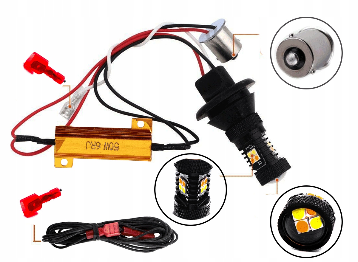 2w1 Swiatla LED DZIENNE i KIERUNKOWSKAZY DRL PY21W Installation side front