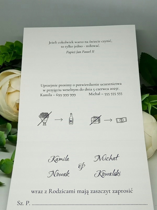 ZS15 *2 B Zaproszenie na ślub ślubne z drewnianym sercem + koperta Kształt kwadratowy