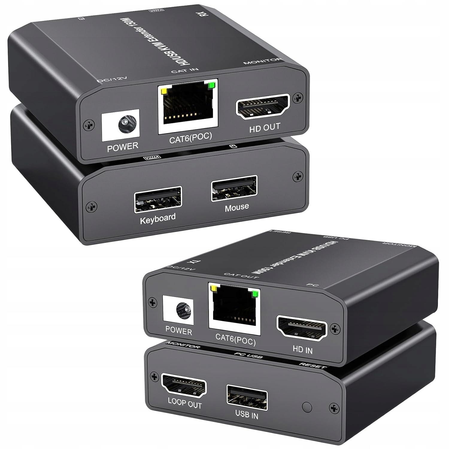 Predlžovač Hdmi Usb Kvm Extender Ip 150M CAT6/5e Plug&Play 1080P 60Hz Poe