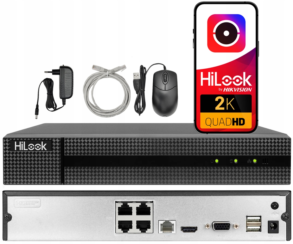 Rejestrator IP PoE do 4Mpx HiLook by Hikvision NVR-4CH-4MP/4P Aplikacja