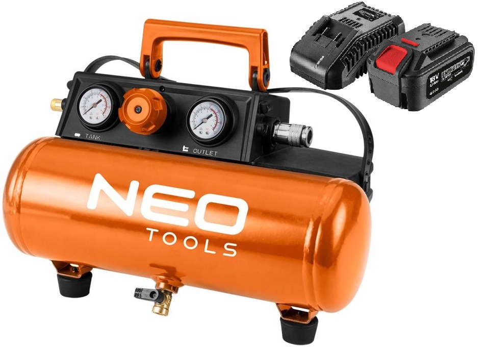 Neo Tools Akumulátorový kompresor 8 bar 3,8L 04-620 Energy+ Sada 4AH