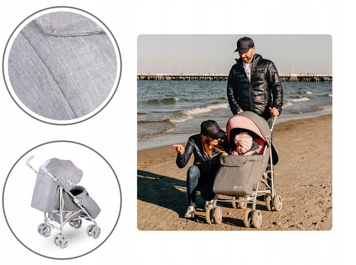 WÓZEK SPACEROWY SPACERÓWKA PARASOLKA LIONELO IRMA szary miętowy Rodzaj kół Piankowe