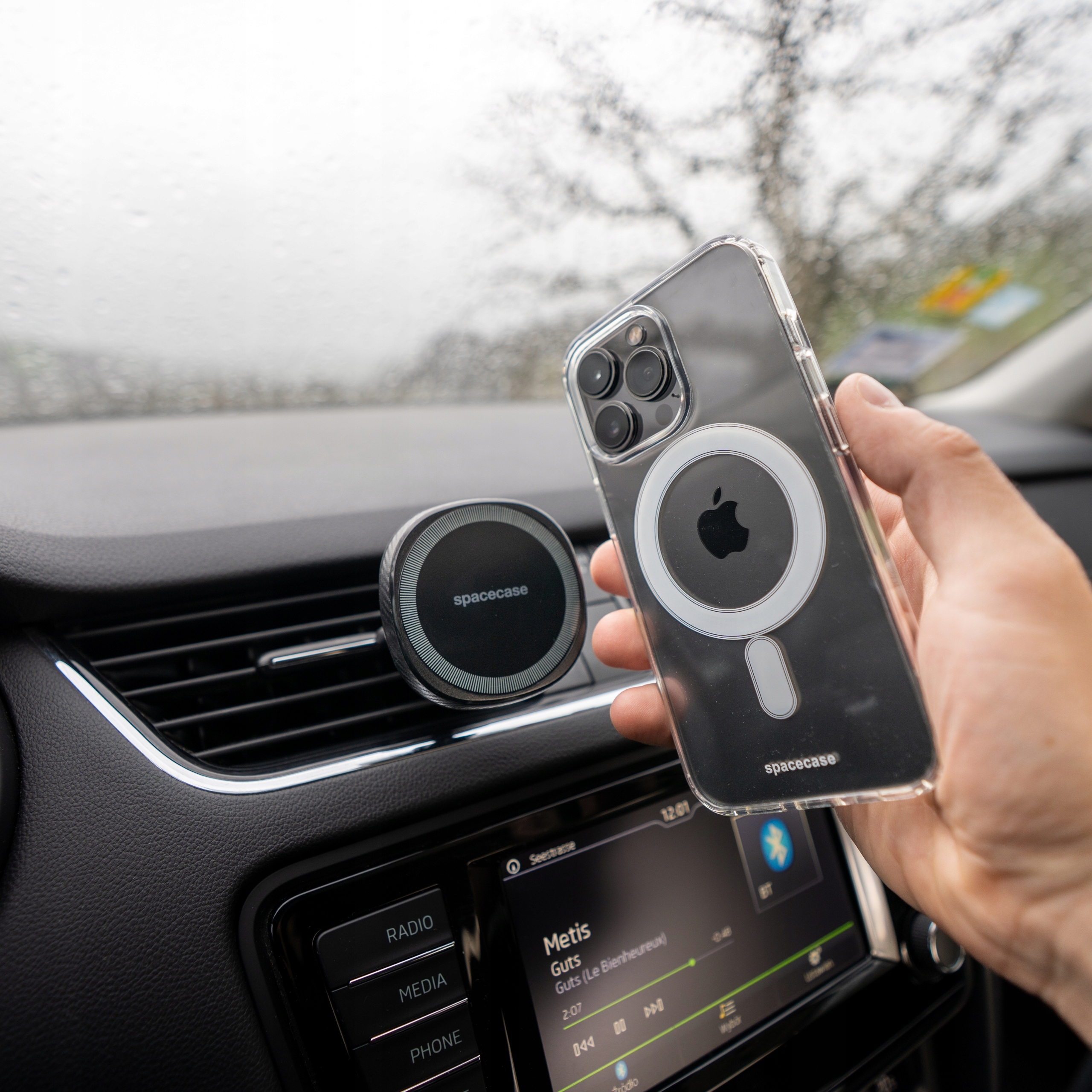 UCHWYT SAMOCHODOWY MAGNETYCZNY NA TELEFON DO MAGSAFE KRATKI MAG HOLDER Kolor czarny