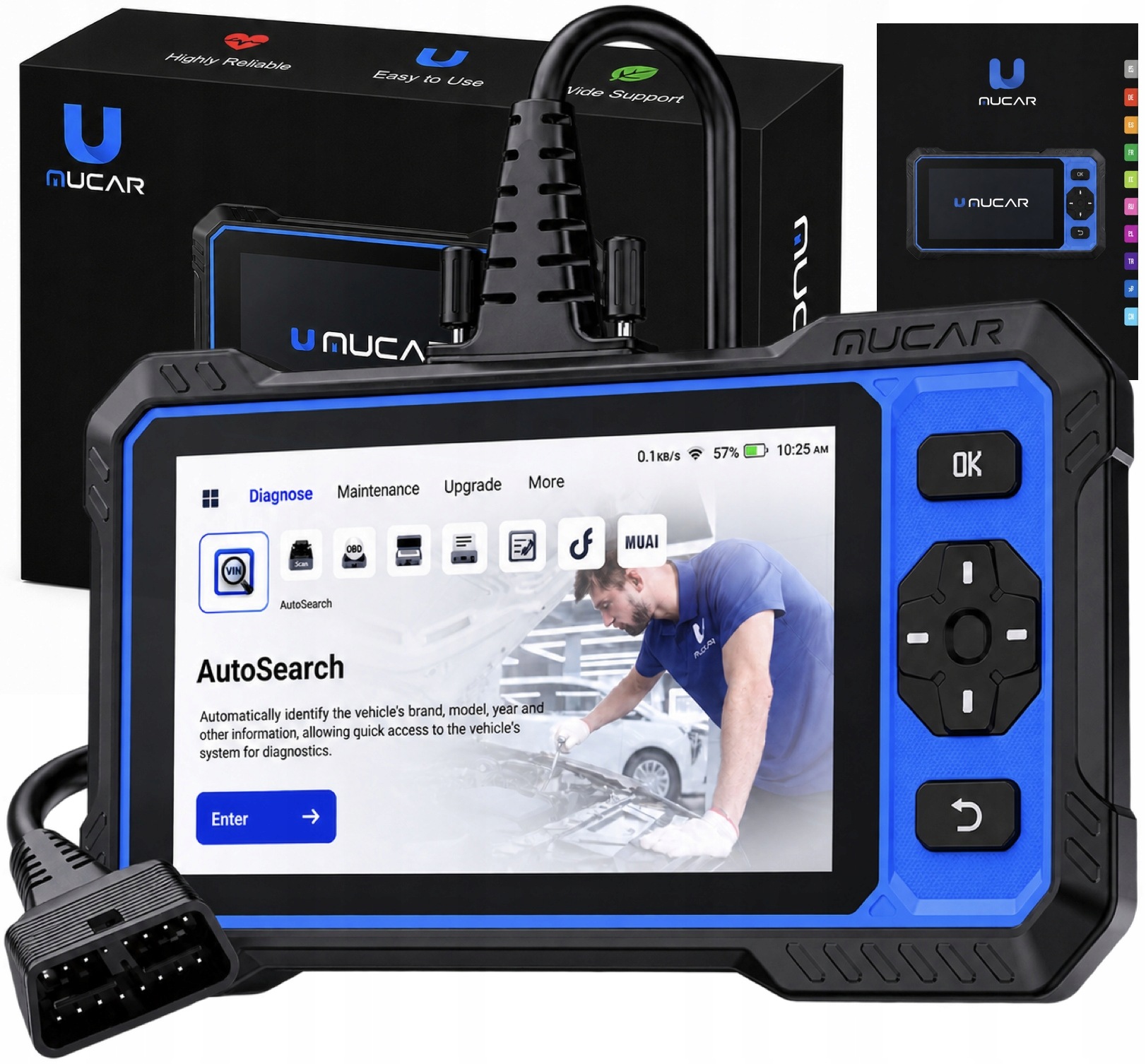 Mucar 632 Tester Diagnostyczny OBD2 Asystent Ai Abs Srs Can Fd Aktualizacje