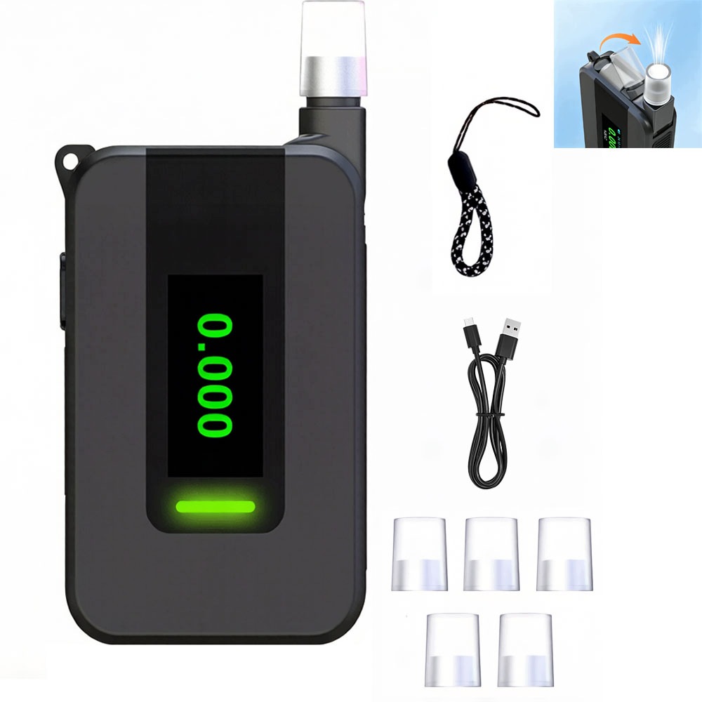 Elektrochemický beznáustkový policejní alkoholtester Profesionální 5x Náustky