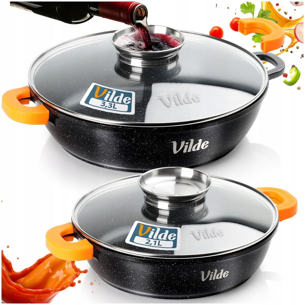 2x Granitová pánev na smažení, hluboké pečení 24 cm 28 cm