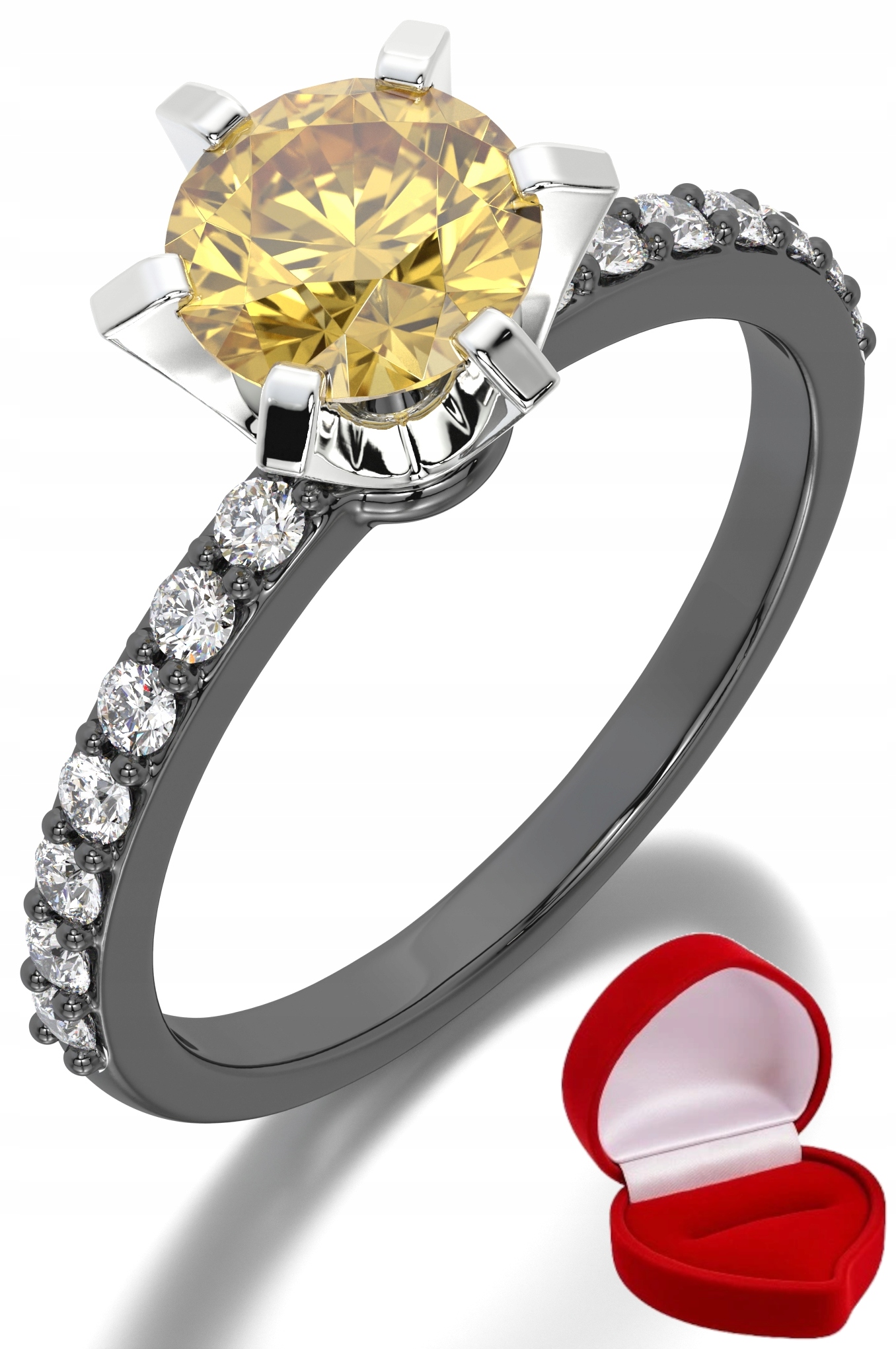 Zlatý Prstýnek 585 14k Safír 1 ct Černé Zlato R21