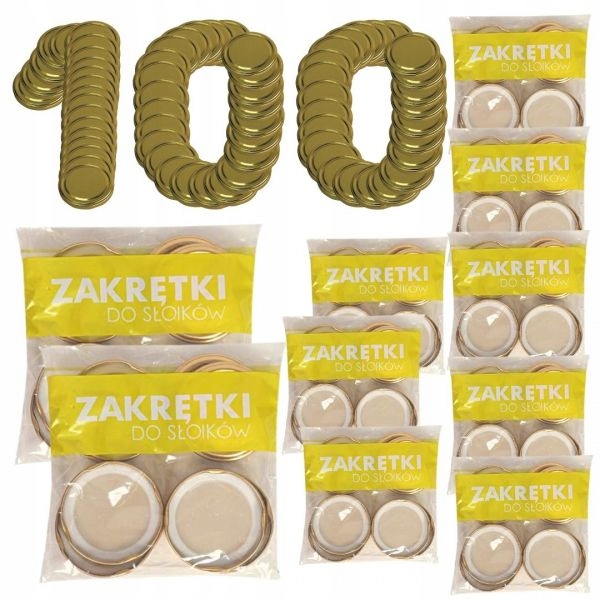 

Zakrętki do słoików 4 zaczepowe 66mm Aż 100 sztuk