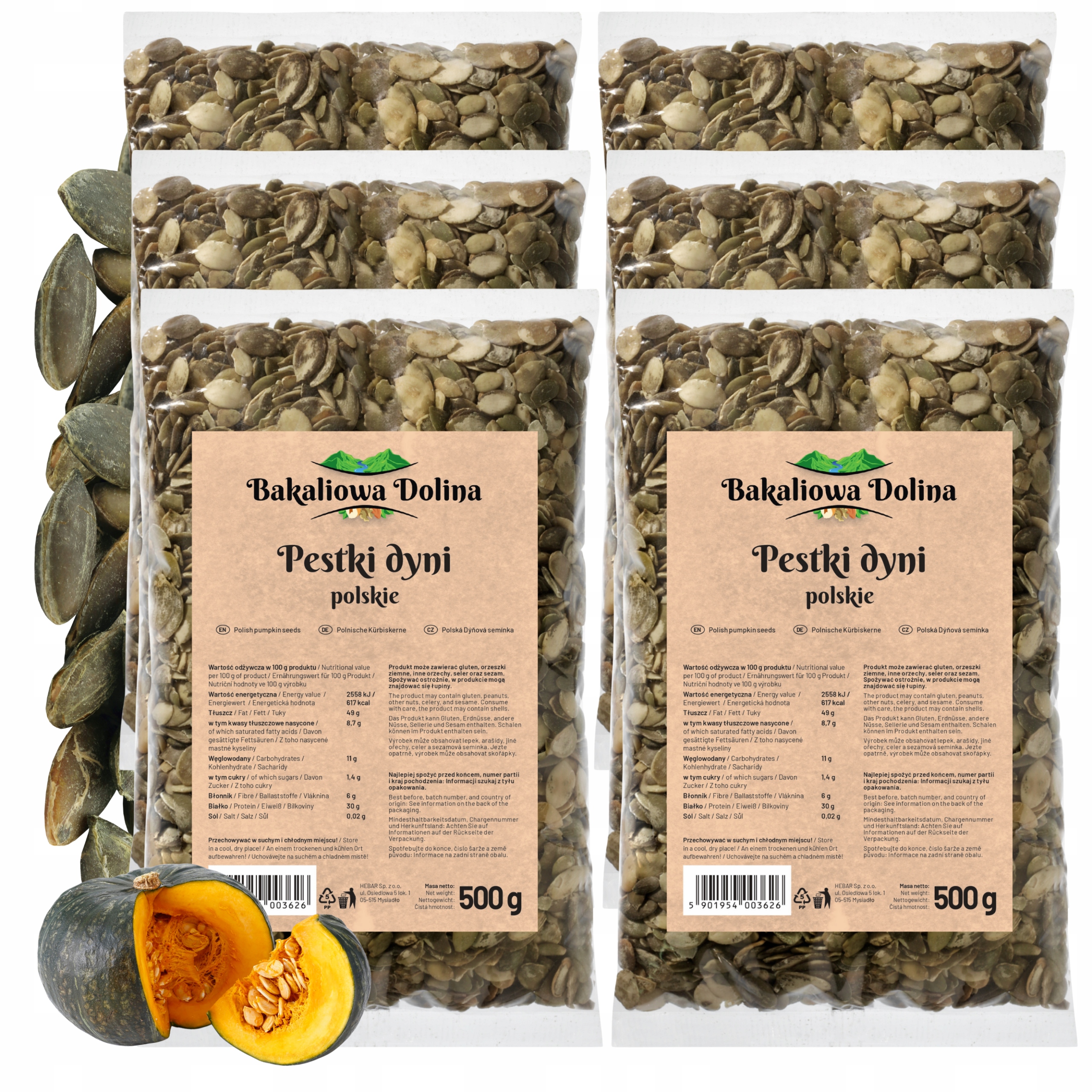 Levně Polské Dýňová Semínka 6 x 500G 3KG Čerstvé , Čerstvá, Na Saláty