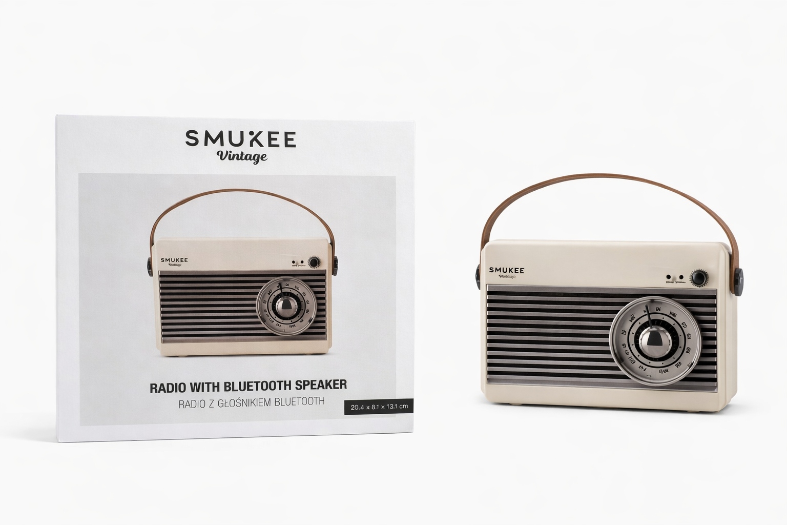 Radio z Głośnikiem Bluetooth Smukee Vintage 5W kremowe