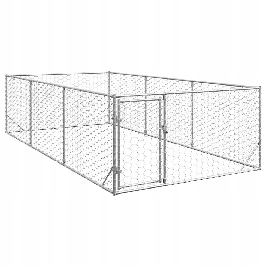 Levně Venkovní psí bouda s dveřmi 2x4x1 m pozinkovaná ocel