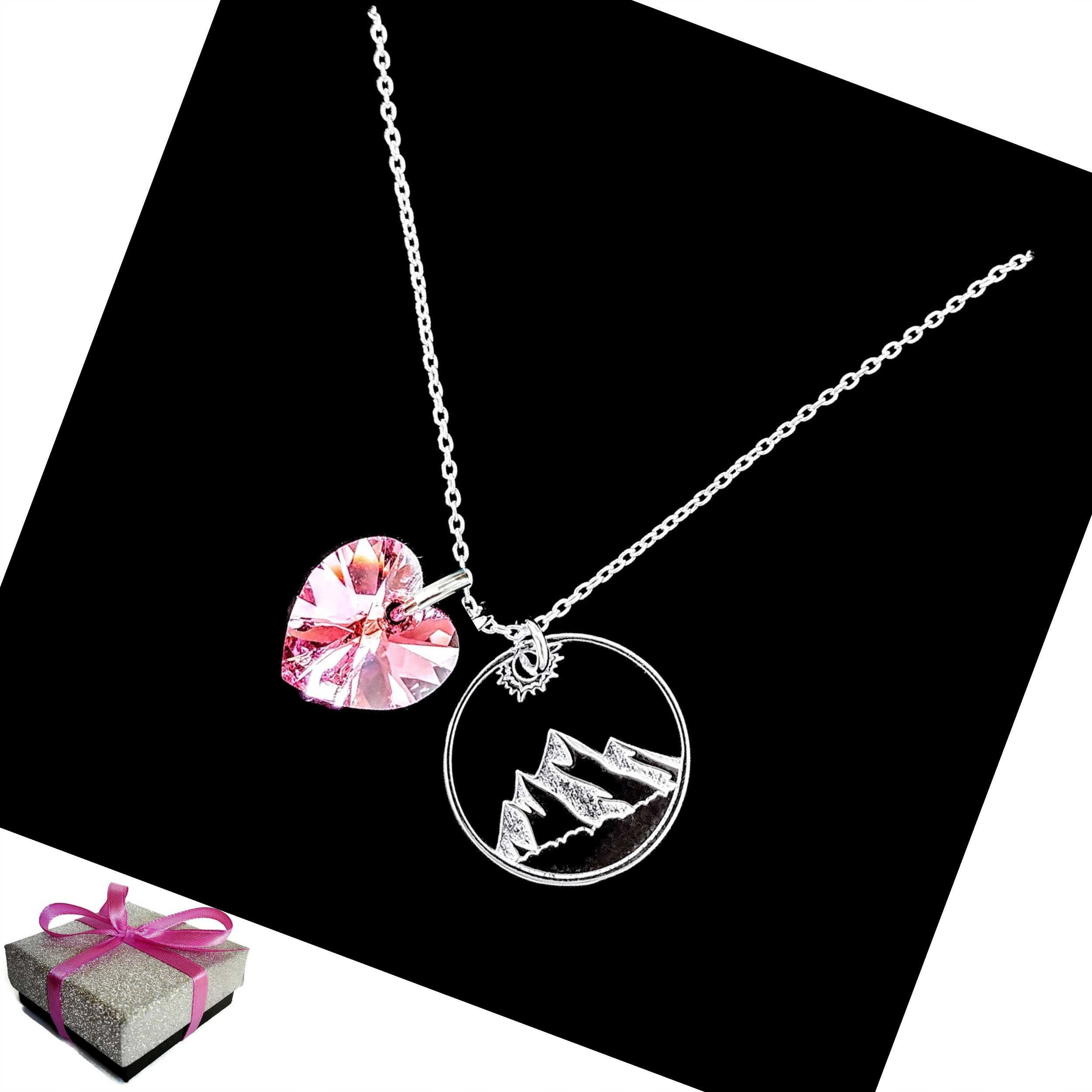 

Naszyjnik Góry Serce Gór + Swarovski Srebro 925