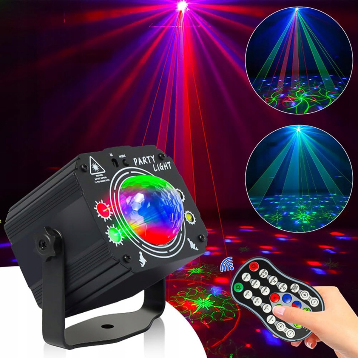 REFLEKTOR PROJEKTOR DYSKOTEKOWY KOLOROFON PAR LED LAMPA DISCO RGB + PILOT Stan opakowania oryginalne