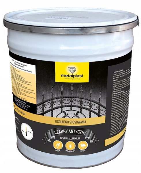 Povrchová farba styrén-akrylová oceľ čierna antická 5L Metal-plast