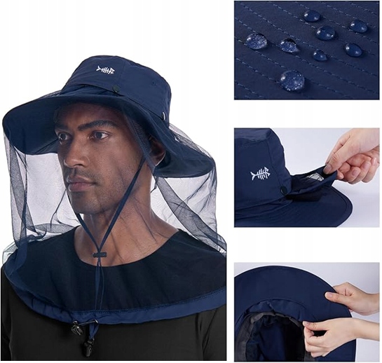 KAPELUSZ PRZECIWSŁONECZNY Z SIATKĄ MOSKITIERĄ CZAPKA OCHRONNA - CZAPKI Kolekcja UNIVERSAL