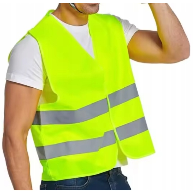 KAMIZELKA ODBLASKOWA OSTRZEGAWCZA Z PASAMI DROGOWA ROBOCZA BHP ŻÓŁTA XXXL