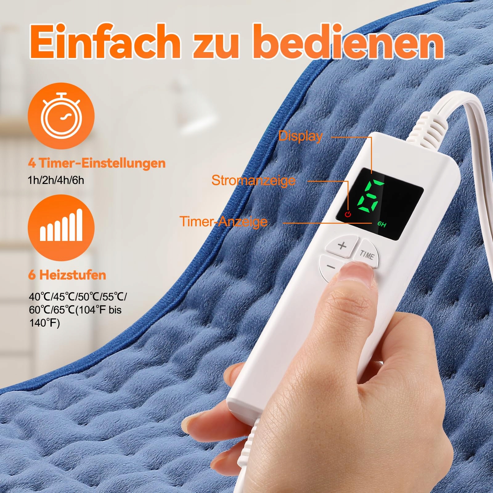 ONEAMG Elektryczna Poduszka z Automatycznym Wyłącznikiem 30x60 cm — miniatura 3