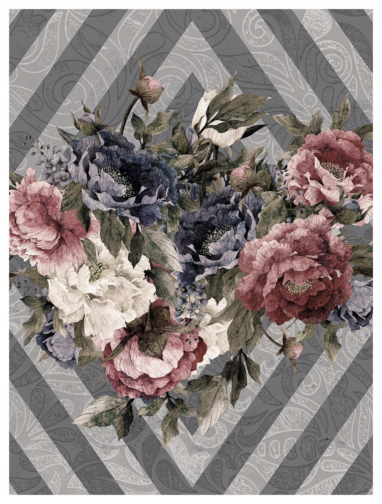 Fototapeta Pivoňky Paisley & Geometria kvety vinylová 184x254 lepidlo