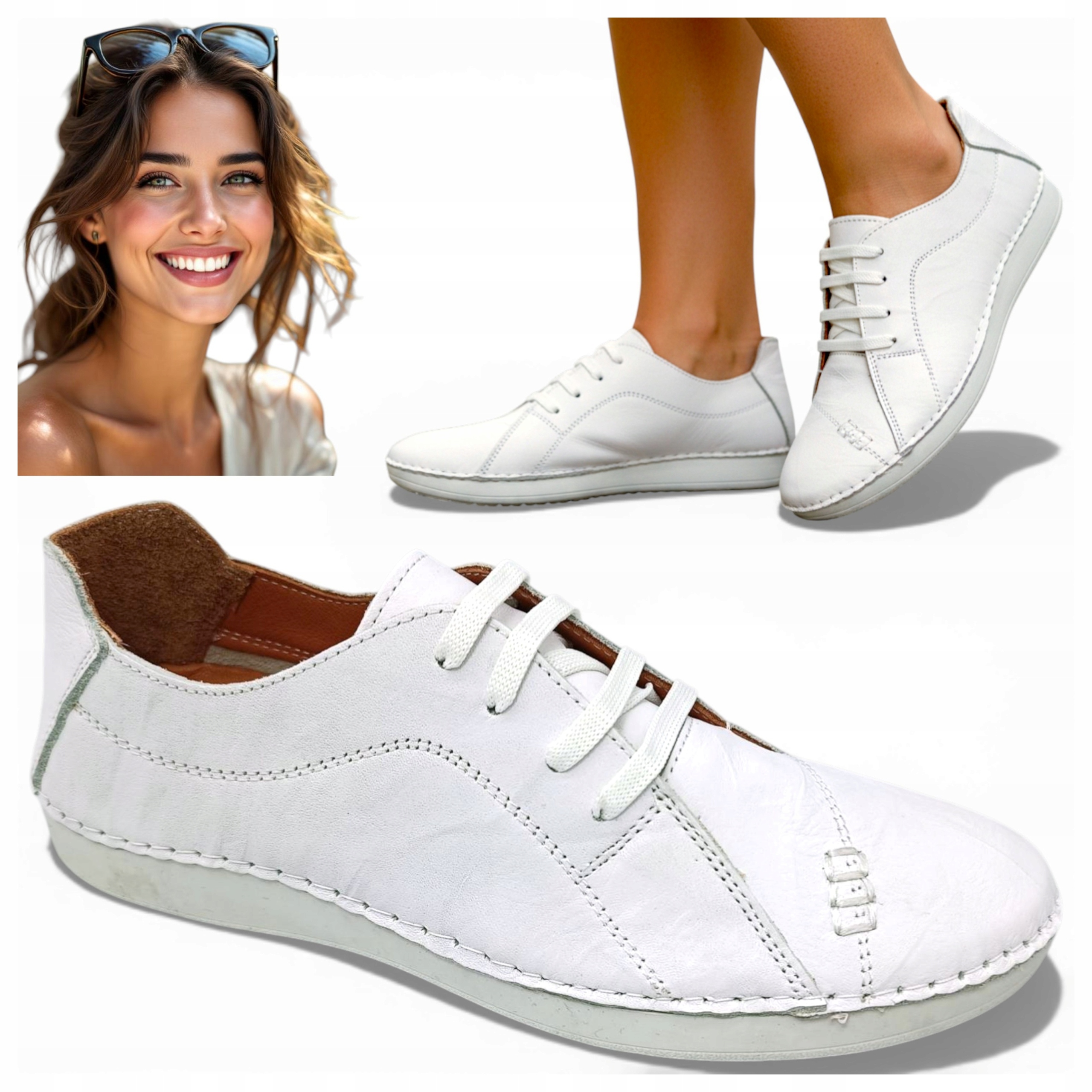 39 T.Sokolski Buty barefoot damskie Skóra Naturalna Wiosenne trampki białe