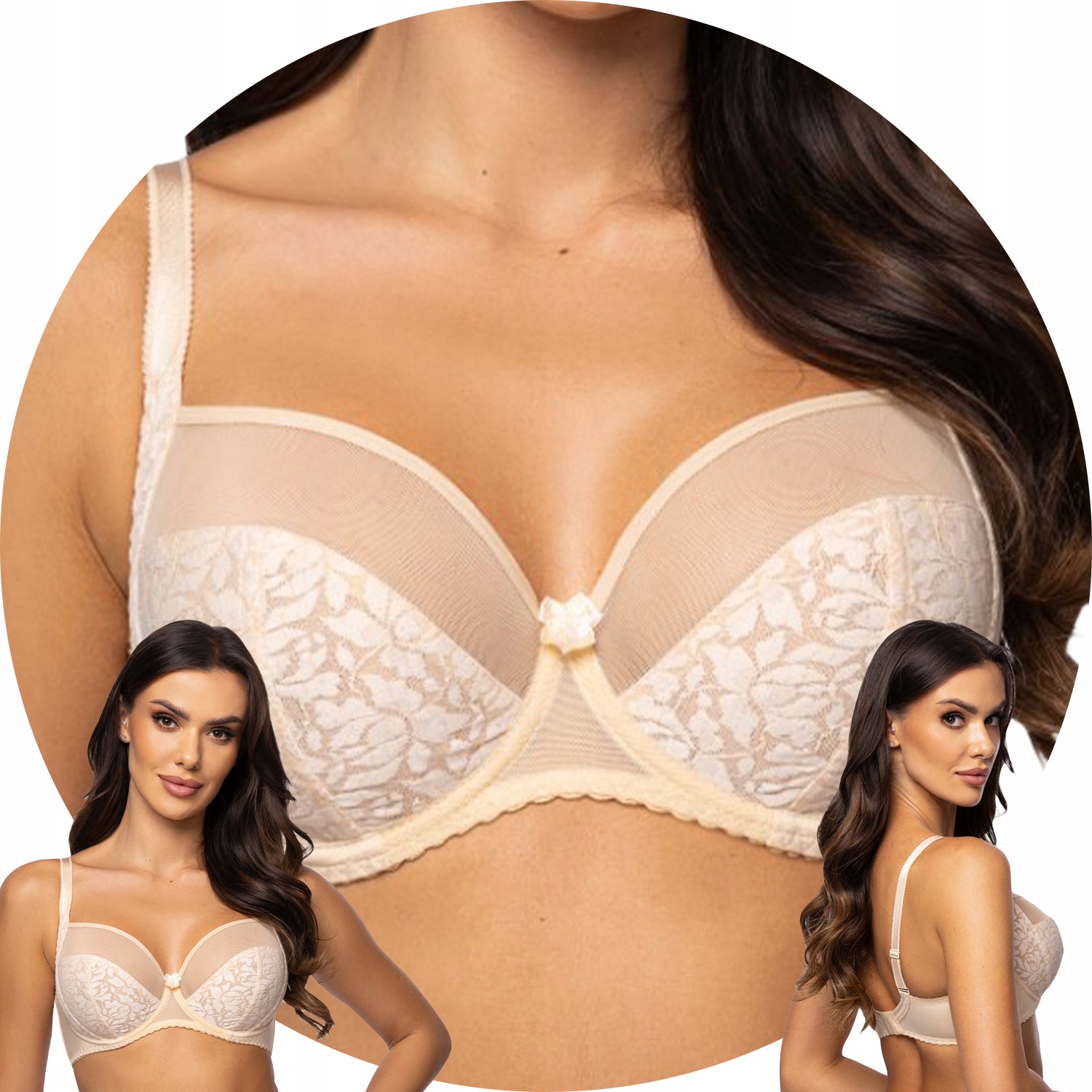 PariPari Laila béžová krajka tyl Podprsenka měkká 70D Měkká