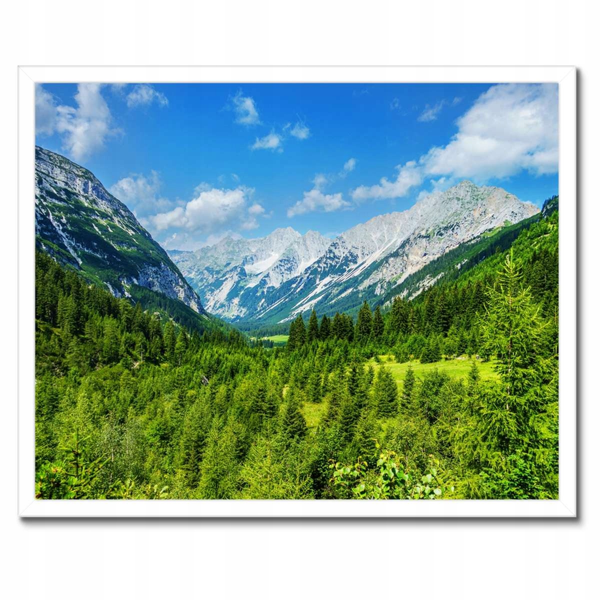 Plakáty v rámu 50x40 Horská krajina s krásnými mraky Stromy v horách
