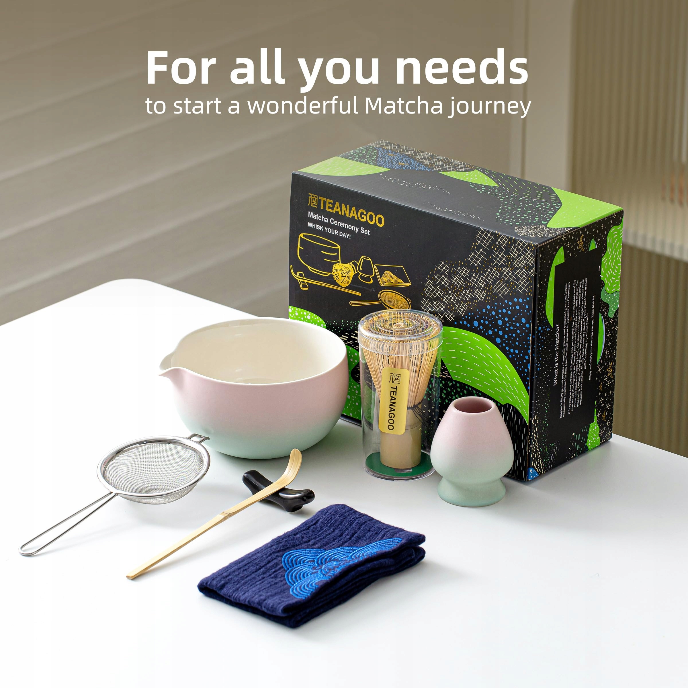 TEANAGOO Zestaw Do Herbaty Matcha Zielona Herbata Z Akcesoriami 7 Części — miniatura 3