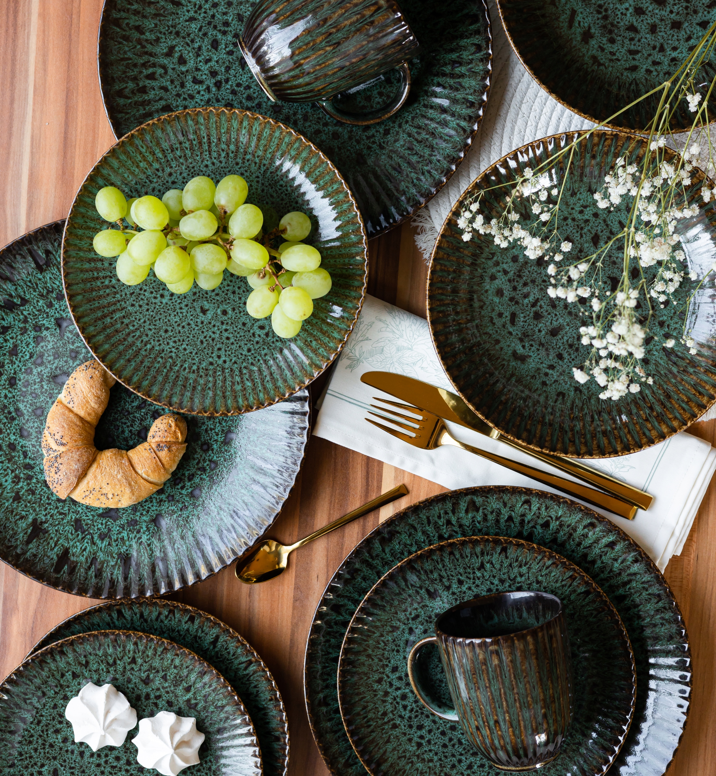 Lubiana Stoneware Jade Kpl 12 Szt Talerz Obiadowy 27 CM Ceramika Zielony