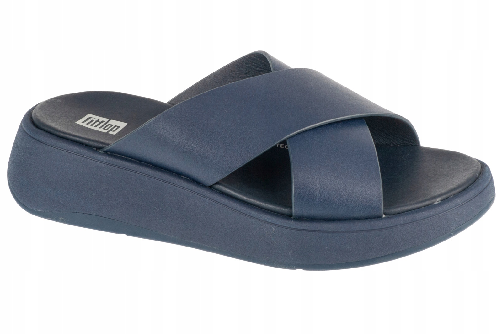 Fitflop F-mode Flatform [38.5] Dámské kožené Nazouváky tmavě modré