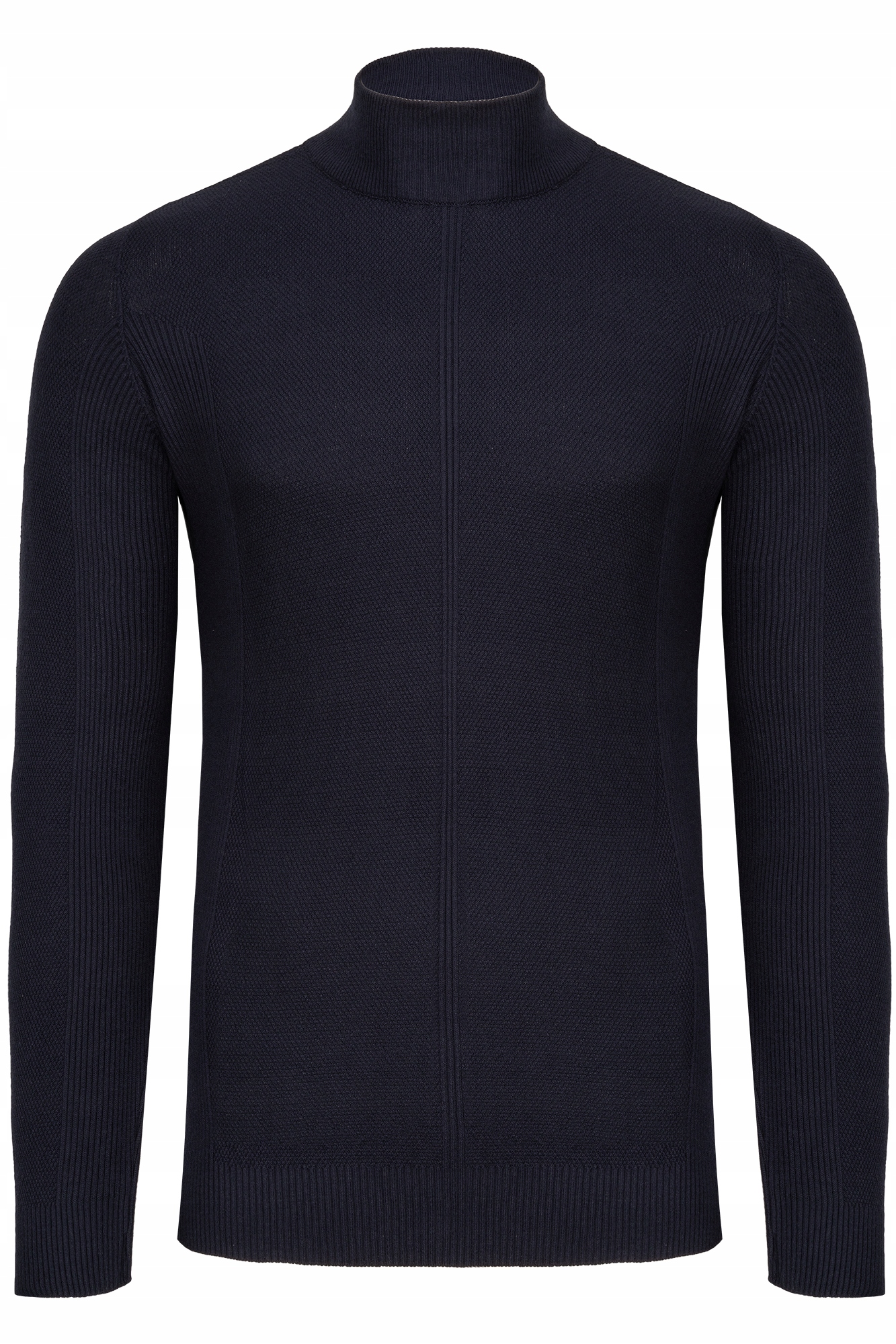 SWETER MĘSKI PÓŁGOLF GRANATOWY GOLF WEŁNA: XL