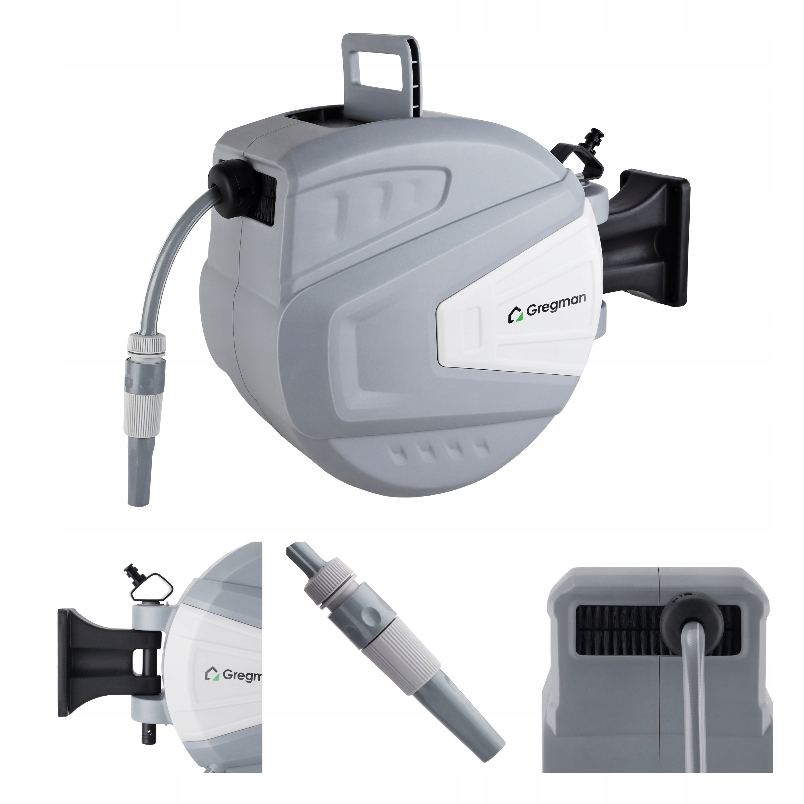 Wąż ogrodowy 1/2" 20 m bębnowy Gregman uniwersalny zwijany automatycznie