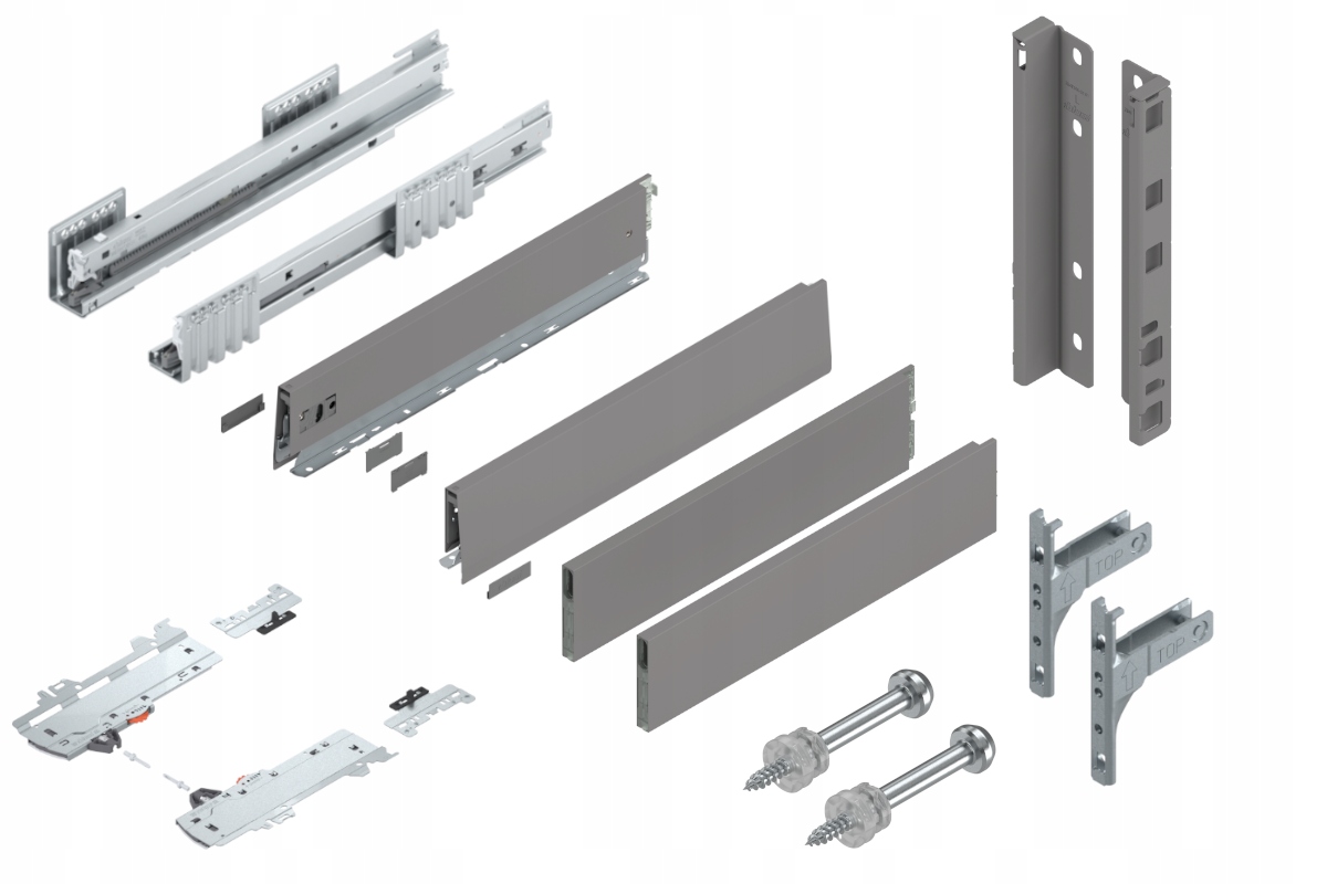 Blum Šuplík 500 zásuvka High E Tip-On šedá