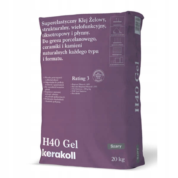Klej żelowy Kerakoll H40 Gel C2TE szary 20 kg