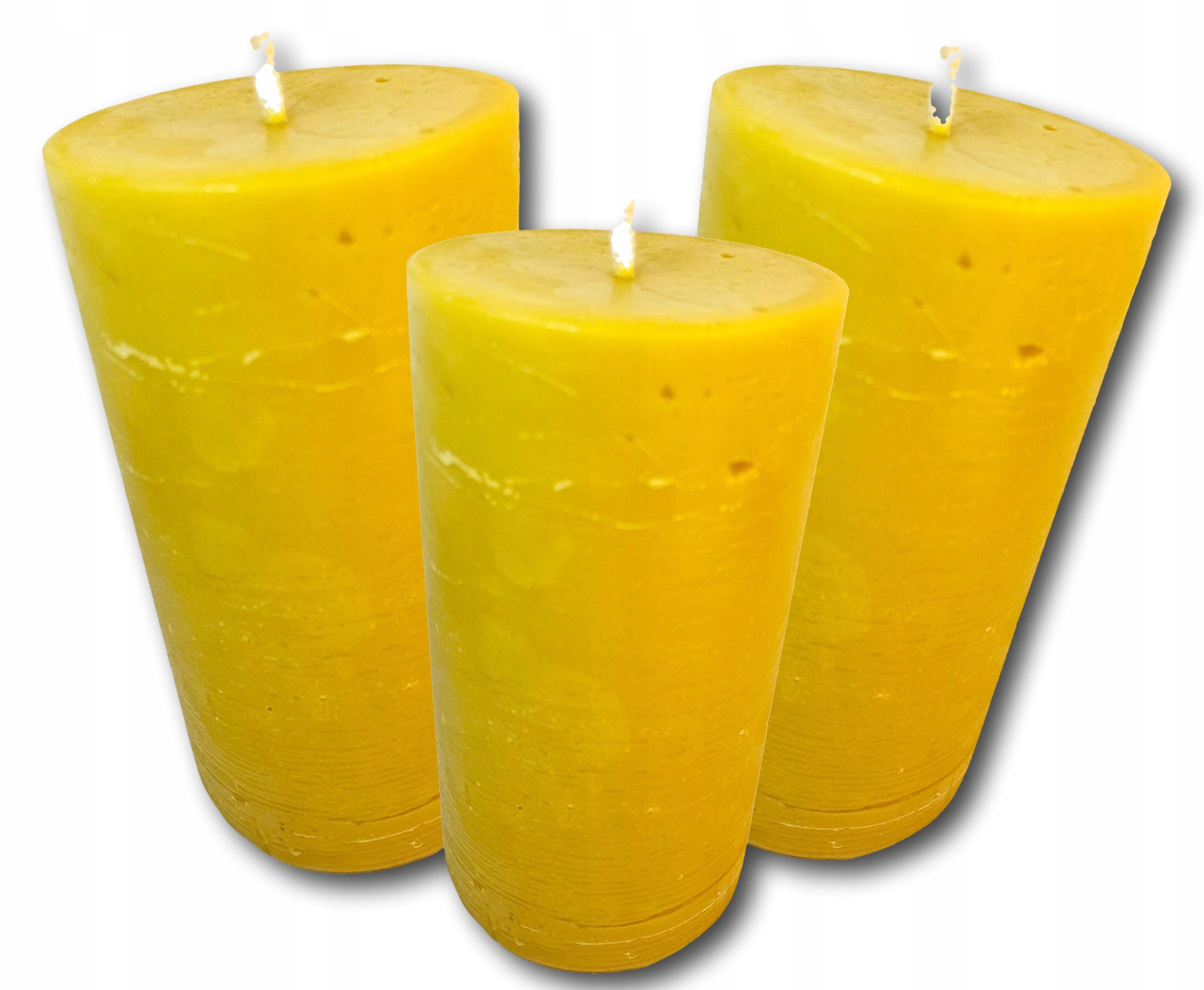 3X Dekoračná Sviečka liata z prírodného včelieho vosku Valec 16 cm/9 900 g
