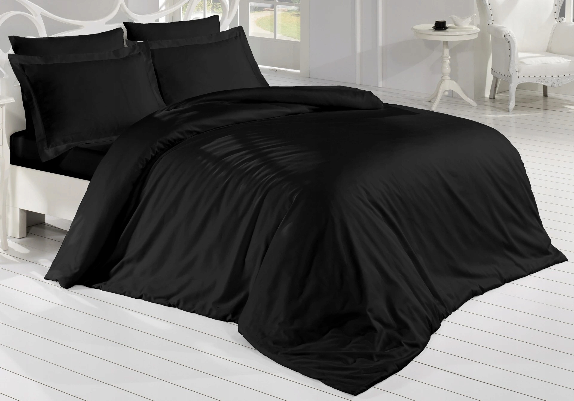 Francúzske obliečky Satén 220x200, 70x90 cm čierne