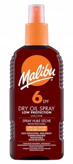 Malibu Dry Oil Spray Olej na opaľovanie SPF6, 200ml