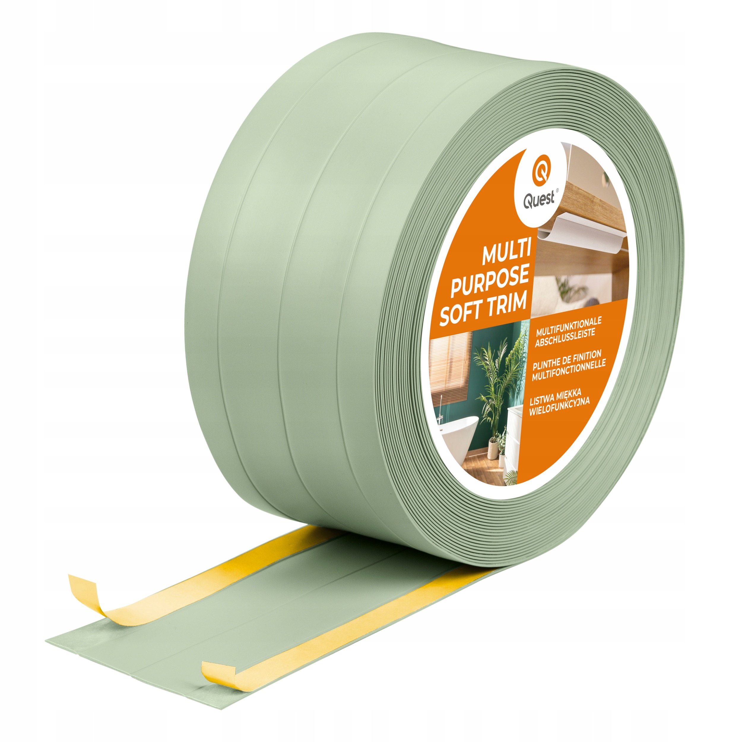 Multifunkční Pvc lišta 4v1 samolepicí, světle zelená 10 m 120 mm,