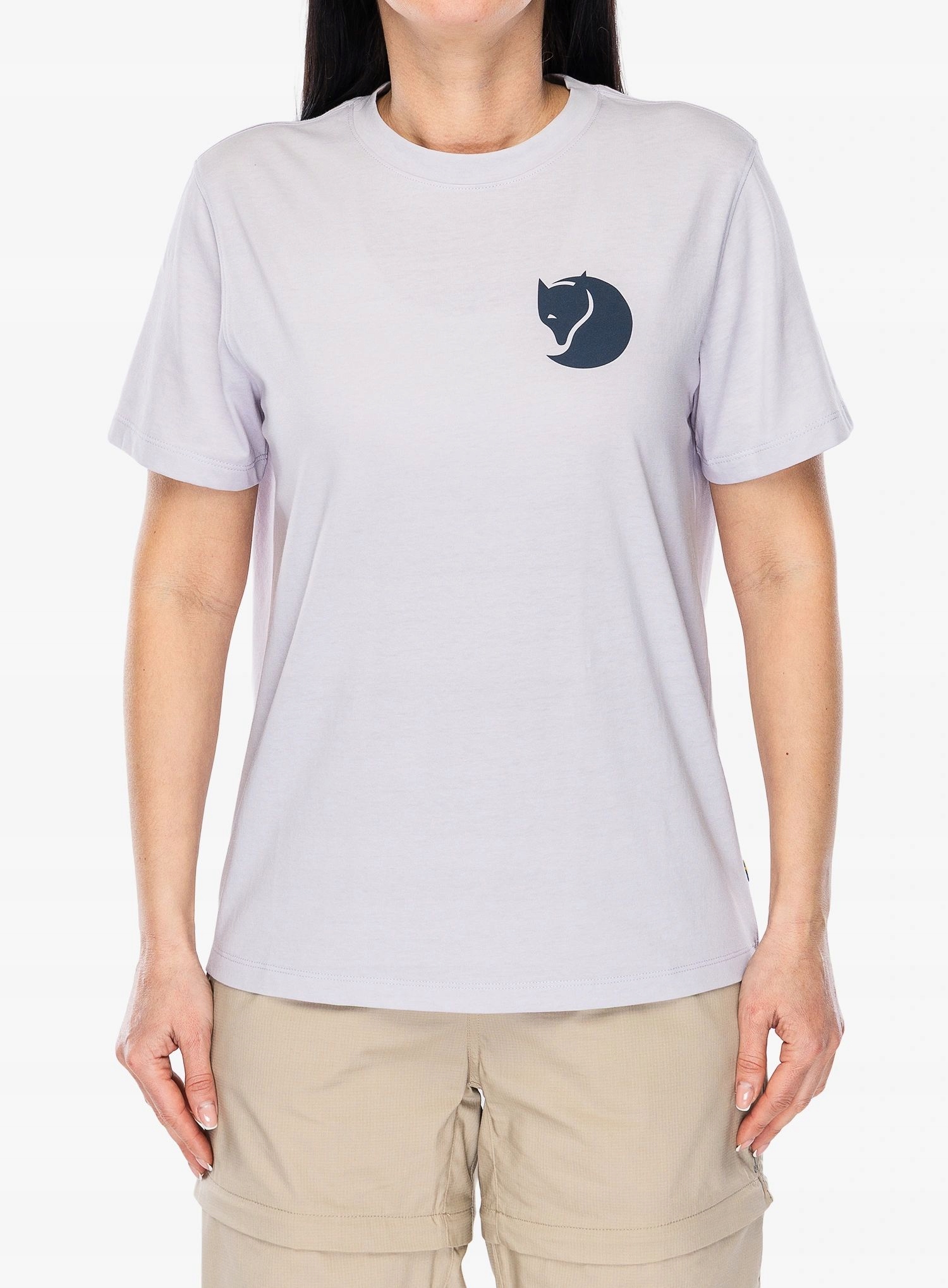 Koszulka bawełniana damska Fjallraven Fox Boxy Logo Tee lavender mist S