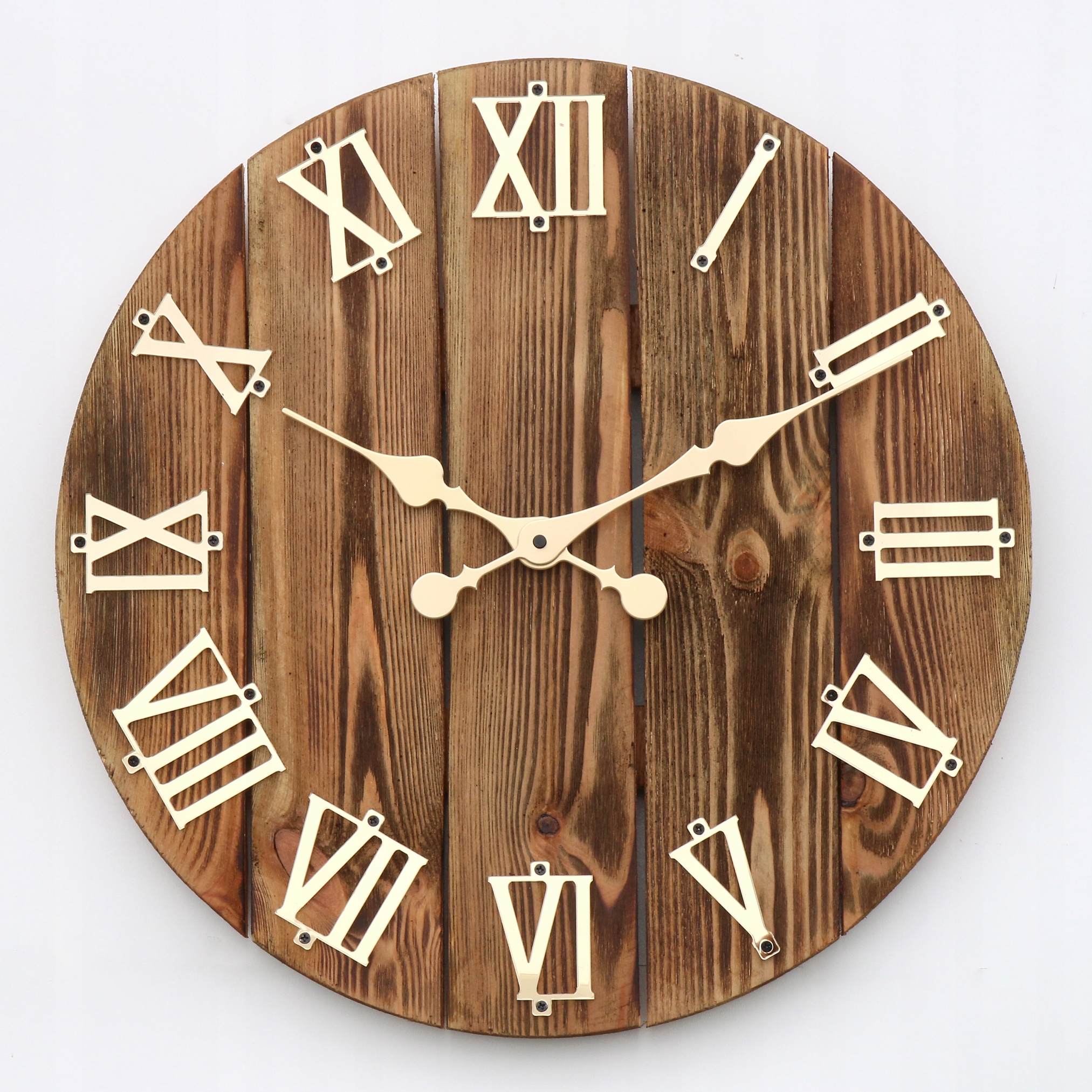 Drewniany zegar ścienny Farmhouse style Loftowy- Masywny- cyfry 49cm 3D
