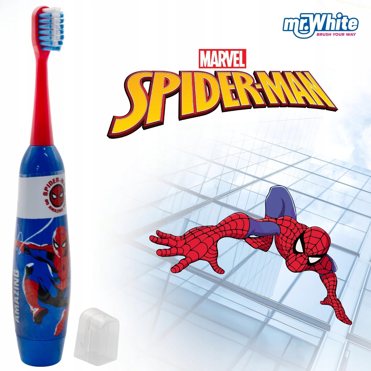 MR WHITE JR Elektryczna Szczoteczka Dla Dzieci Spider-Man — miniatura 2