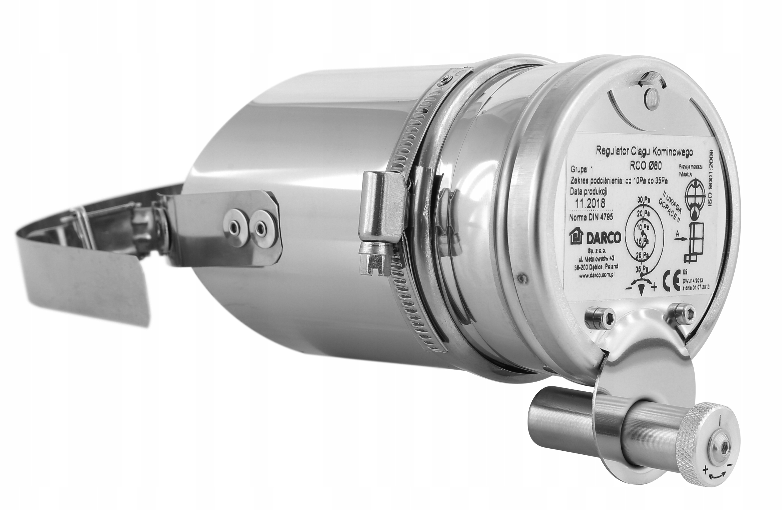 Regulátor tahu komínového tlaku fi 80 na trubku 80-110 mm kulatý pro trubky