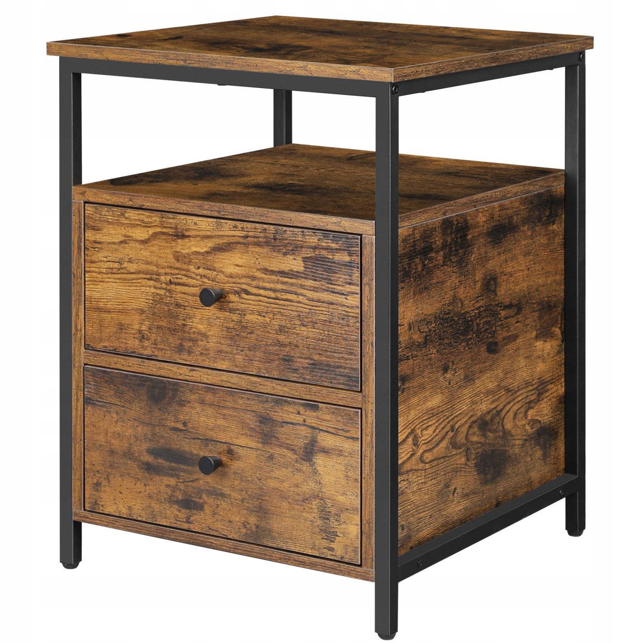 Nočná skrinka štvorcový nočný stolík s 2 zásuvkami do spálne Loft 60 cm