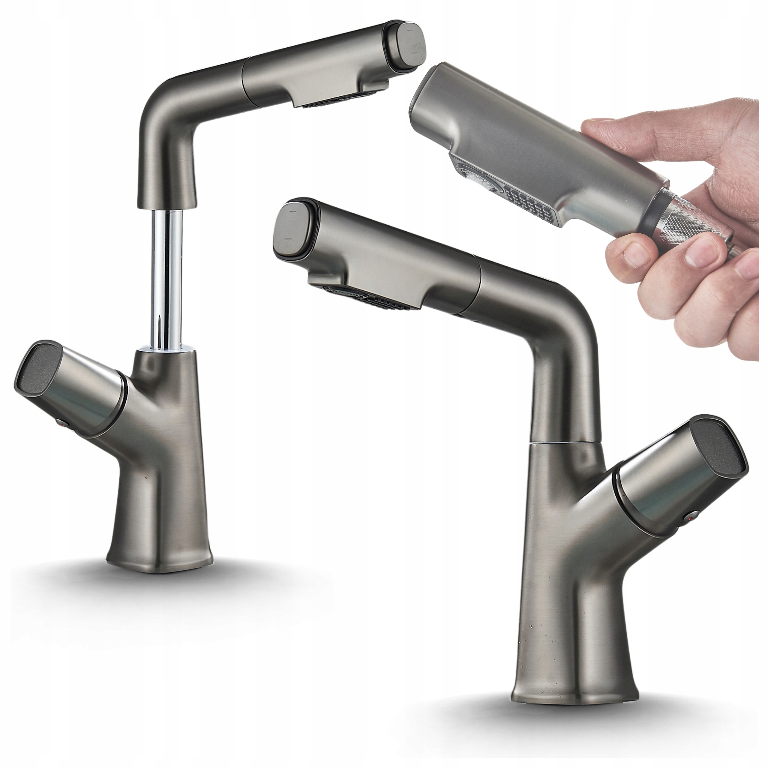 Stojánková Umyvadlová Baterie Grafit Baterie Do Koupelny S Vytáhnou Wylevkou Ari